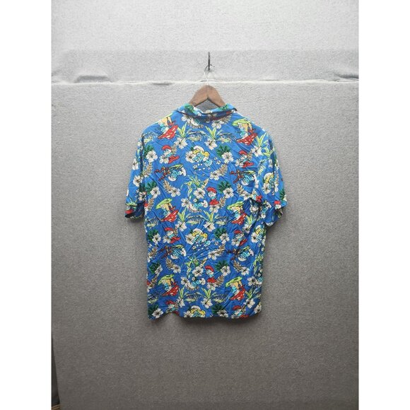 The Smurfs Tropical Pattern Short Sleeve Hawaiian Shirt 34/36 By Mad Engine - Picture 6 of 6